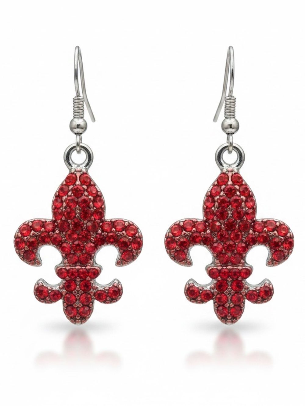 Vintage Fleur-de-Lis Drop Earrings - About 1 inch long. Longer on model